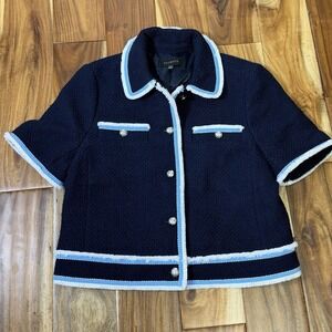 Talbots Amhurst Size 6 Tweed Short Sleeve Blazer Jacket Work Cropped Workwear